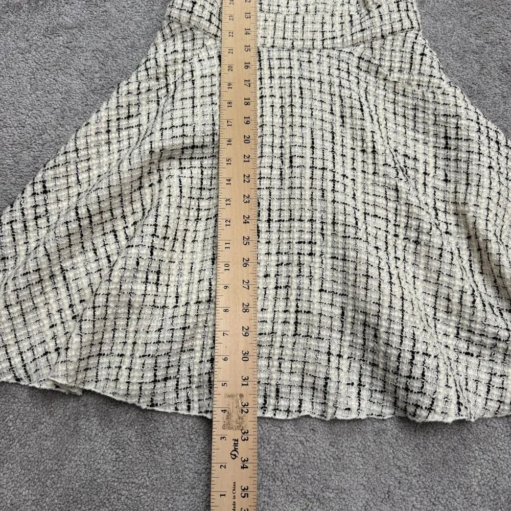 Zoe LTD Tweed A-Line Fit & Flare Dress Girls 14 Beige Black Plaid Cap Sleeve